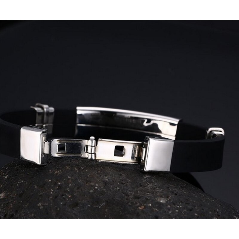 Silicone Cross Bracelet Manufacturer - GJB003 Father's Day Gift Women Men Christian Cross Jewelry Stainless Steel Bangle Rubber for Family