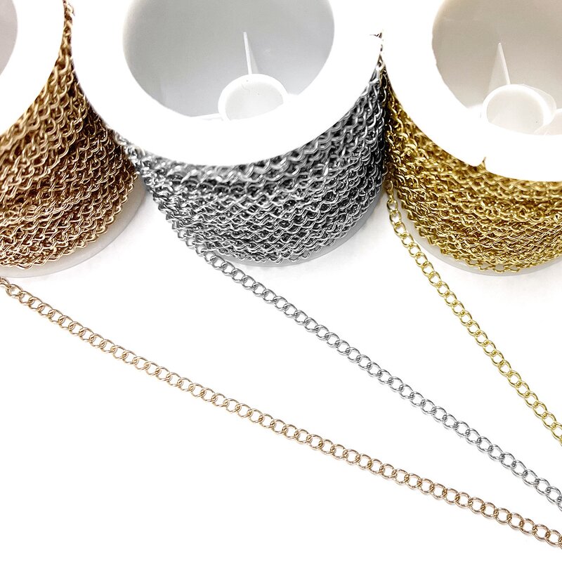 Stainless Steel Extender Necklace Manufacturer - 100 Meters/Roll Wholesale 3x4mm PVD Gold Plated Adjustable Tail Chain for Diy Jewelry Making