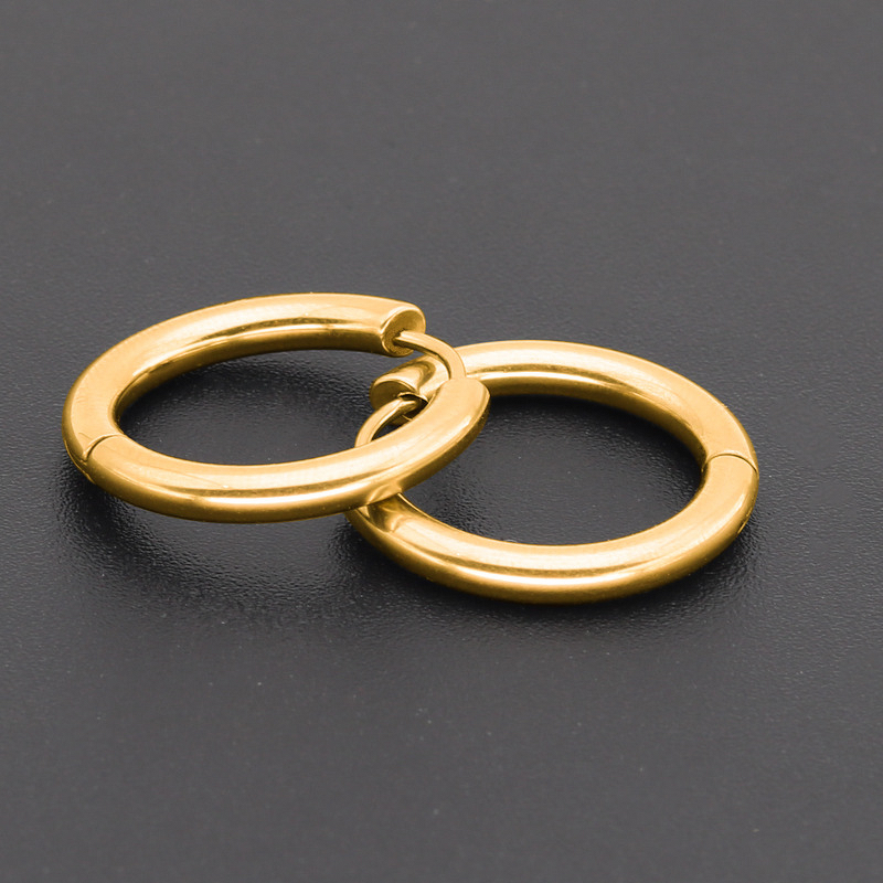 Stainless Steel Ear Cuffs Manufacturer - Wholesale Korean Style Black 316 Thick Fashionable Curved Small Circle Geometric Accessories