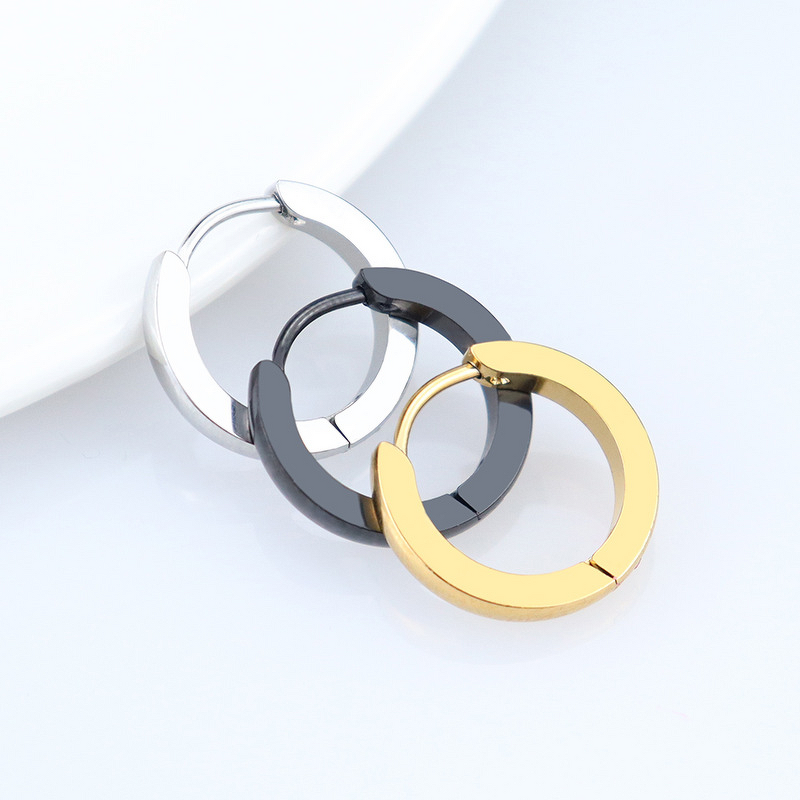 Stainless Steel Hoop Earrings Manufacturer - European American Style Fashion Classic Curved Small Circle Line Double-Sided Ear Buckle Jewelry