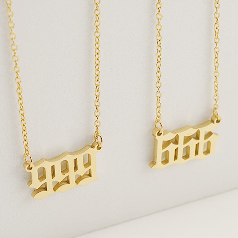 Stainless Steel Angel Number Necklace Manufacturer - Waterproof Dainty Spiritual 111 222 333 444 555 666 777 888 999 for Her Gift