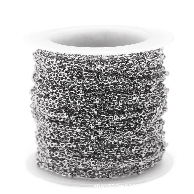 Stainless Steel Chain Roll Manufacturer - 100meters/roll 2mm Chain 3mm Bead Non Tarnish Gold Plated for Bracelet Necklace Jewelry Making