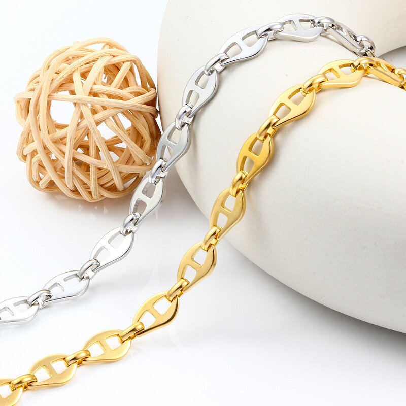 Stainless Steel Pig Nose Chain Necklace Manufacturer - Factory Direct Sale 18K Gold Vacuum Plated Selling by Meter