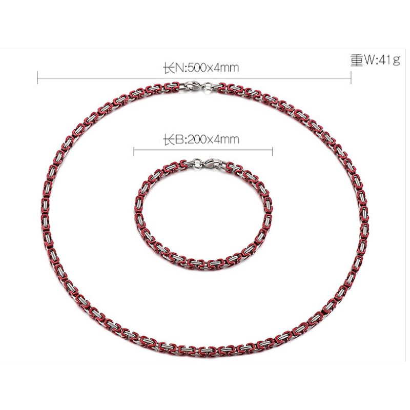 Stainless Steel Byzantine Chain Manufacturer - Linsa Jewelry Luxury 4mm Bracelet Necklace for Men Colorful Designer Titanium
