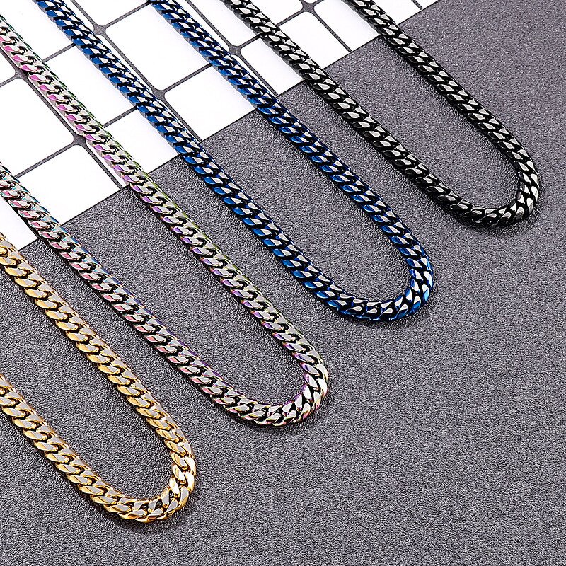 Stainless Steel Byzantine Chain Manufacturer - Linsa Jewelry Luxury 8mm Bracelet Necklace for Men Colorful Designer Titanium