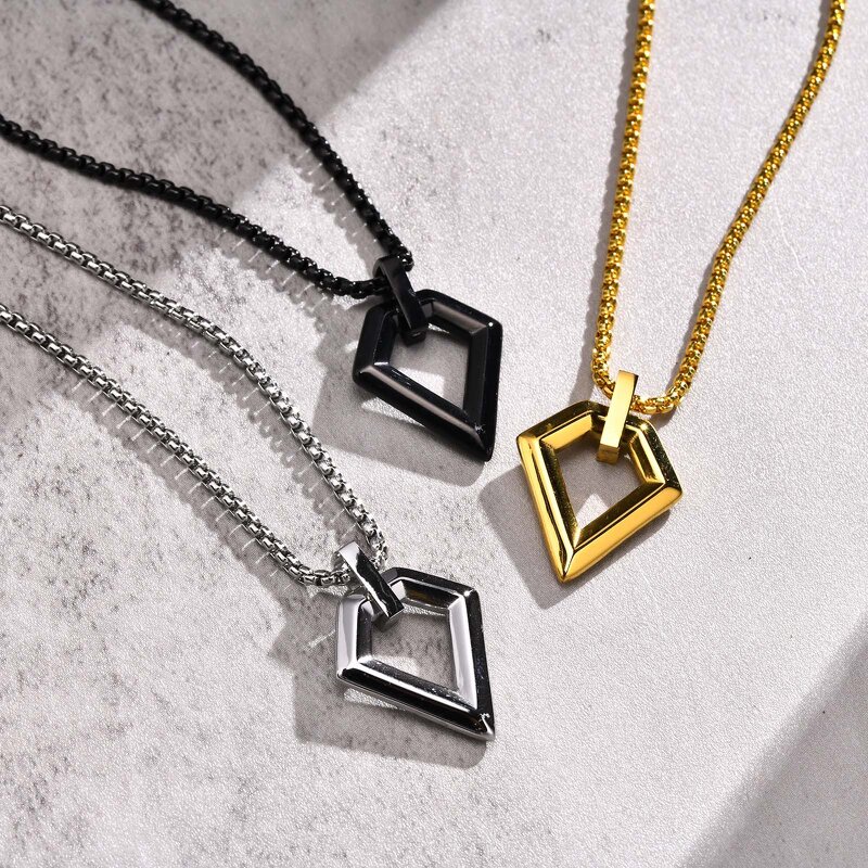 Stainless Steel Punk Necklace Manufacturer - Hot Selling High Polishing Square Jewelry for women men gifts