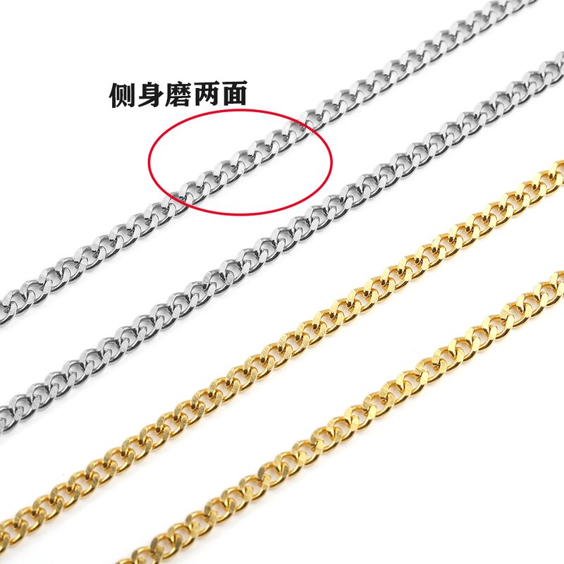 Stainless Steel Cuba Chain Necklace Manufacturer - 50meters/Roll 6mm Wide Non Tarnish 18K Gold Plated Minimalist Chopin Loose
