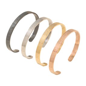 Stainless Steel Cuff Bracelet Manufacturer - 6mm Islamic Muslim AYARTUL KURSI Double-Sided Engraved PVD Material Custom Arabic Fashionable Gift