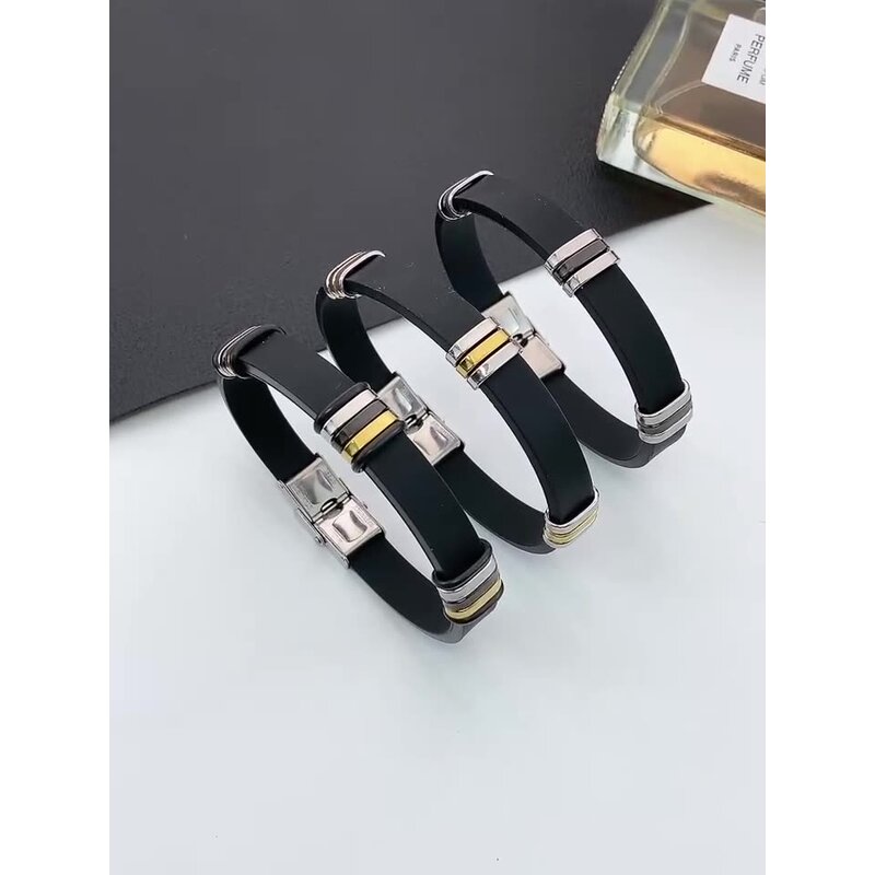 Stainless Steel Silicone Wristband Bracelet Manufacturer - Promotion Gifts Wholesale Custom Fashion Jewelry Blank With Laser logo