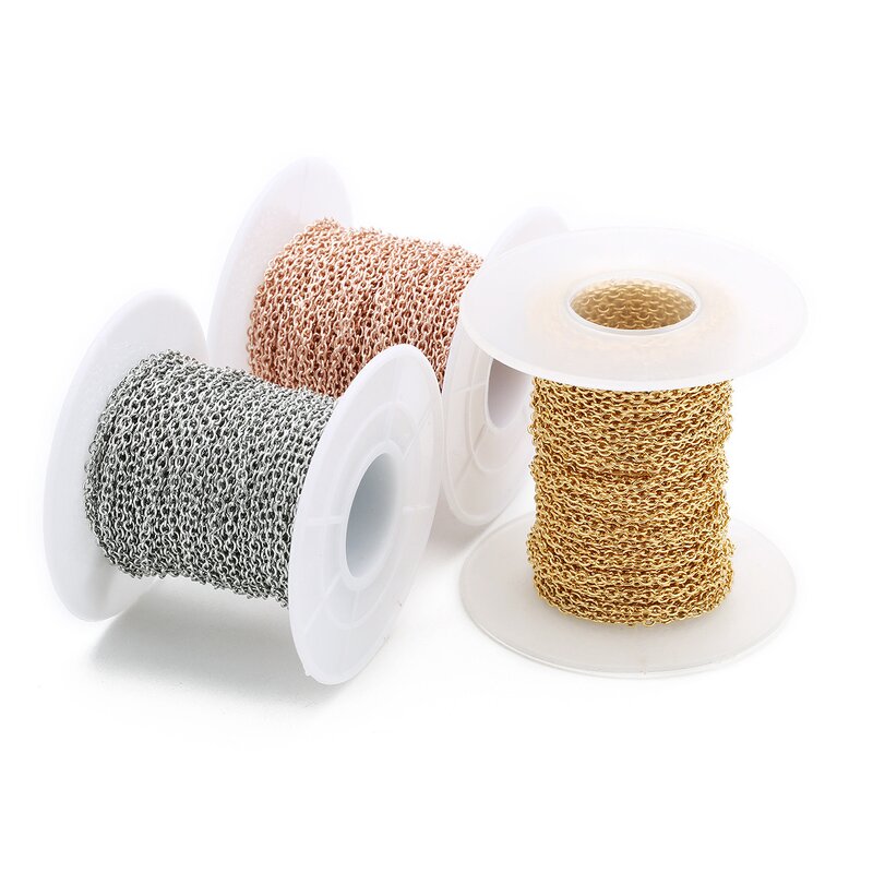 Stainless Steel Curb Chain Manufacturer - 100meters/roll 1.5mm Wide Waterproof Hot Sale Real 18K Gold PVD for DIY Jewelry Making