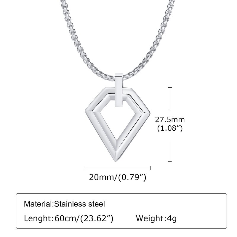 Stainless Steel Punk Necklace Manufacturer - Hot Selling High Polishing Square Jewelry for women men gifts