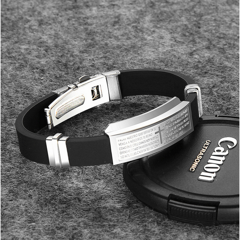 Stainless Steel Cross Bracelets Manufacturer - Christian Women Men Rubber Religion Accessories Jewelry Engraved Bangle Wholesale