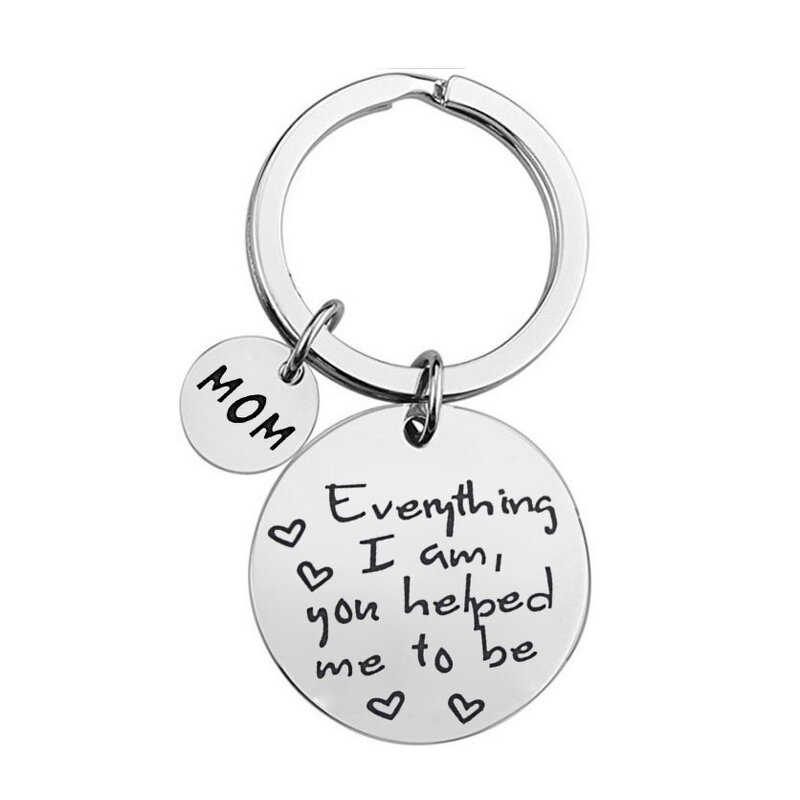 Stainless Steel Key Chains Manufacturer - Online 316L Metal Dad Mom Parents Present 25mm Key Ring with 2 Round Charms Souvenir Gifts
