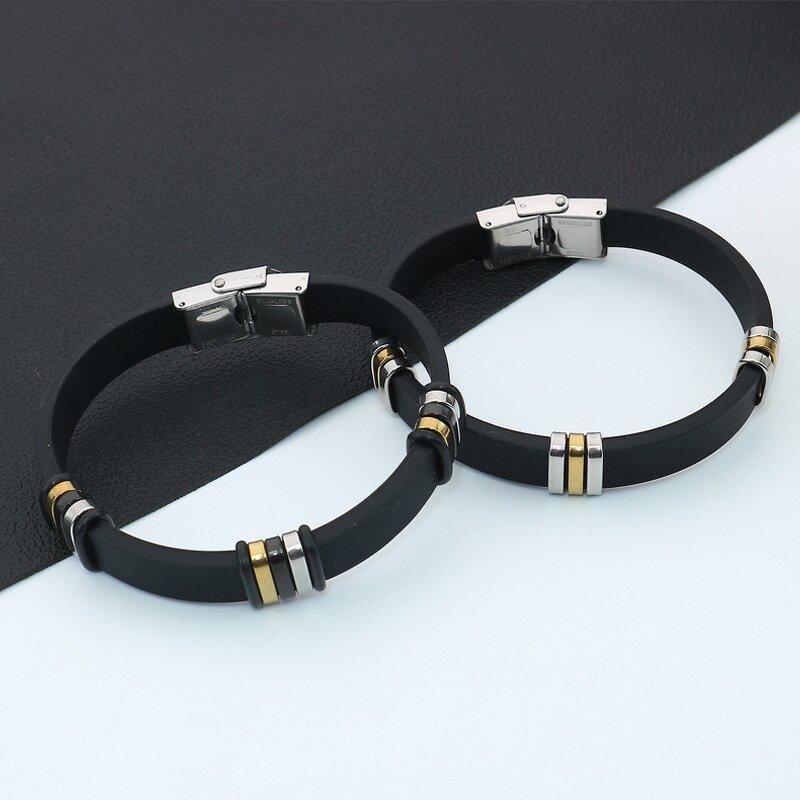 Stainless Steel Silicone Wristband Bracelet Manufacturer - Promotion Gifts Wholesale Custom Fashion Jewelry Blank With Laser logo