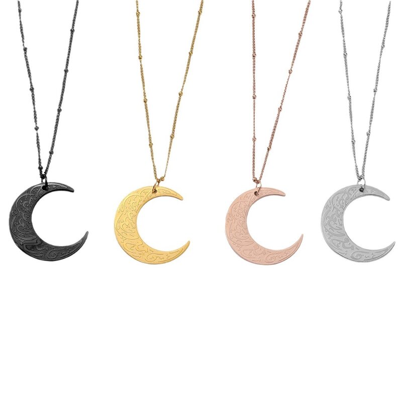 Stainless Steel Islamic Necklace Manufacturer - 2024 Wholesale Quran Religious Totem Moon Titanium Jewelry Muslim Allah Pendant for Mosque
