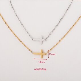 Stainless Steel Cross Pendant Necklace Manufacturer - Cross-border Hot-selling Mirror European American Trendy Unisex Collarbone