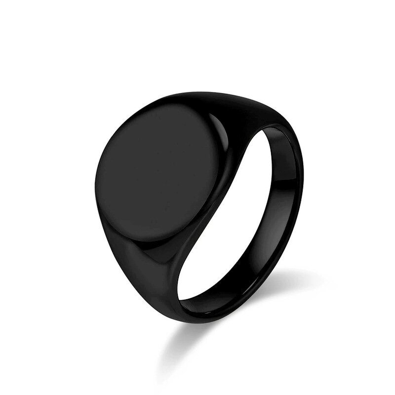 Titanium Steel Unisex Ring Manufacturer - European American Simple Vintage Fashion Cold Wind Pattern Seal Gold-color Plating