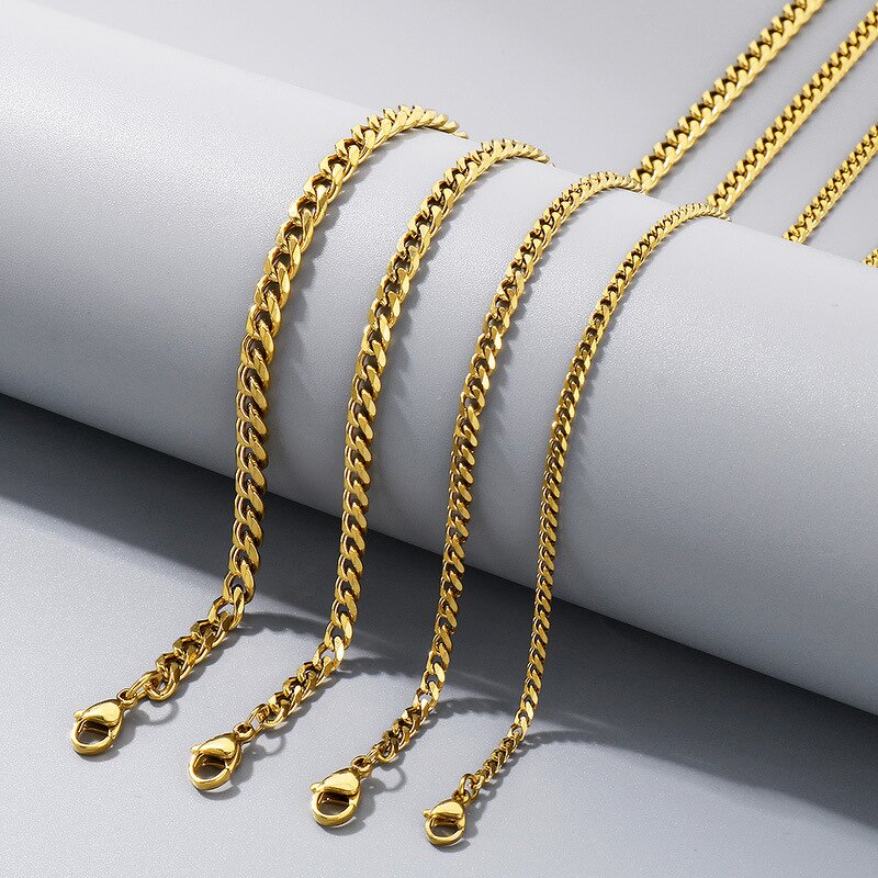 Stainless Steel Cuban Link Chain Manufacturer - Wholesale 18K Gold Fashion for Men DIY Making Popular European Wedding Engagement