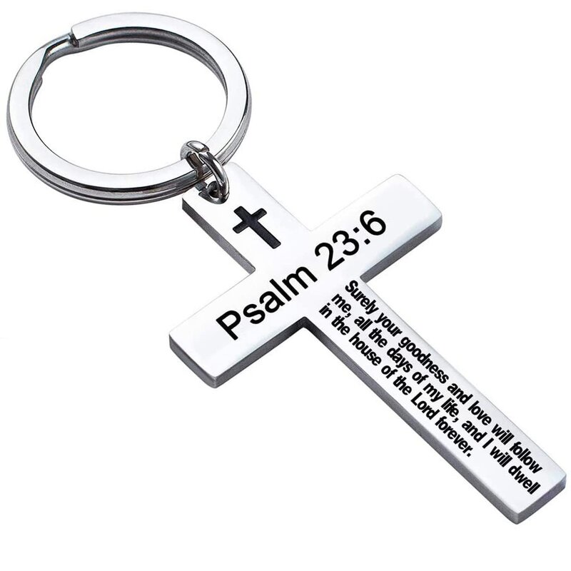 Stainless Steel Cross Keychain Manufacturer - Linsa Jewelry Custom Graduation Gift Personalized Religious Laser Logo for Student Metal