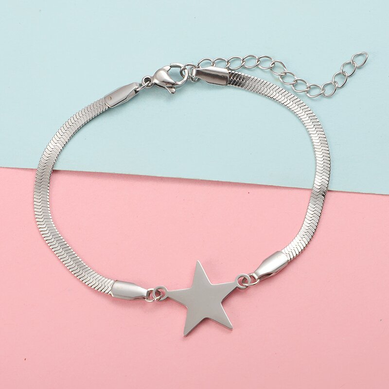 Stainless Steel Star Pendant Bracelet Manufacturer - Cross-border Simple Gold Plated High-end Blade Chain Unisex Fashion Five-pointed Star