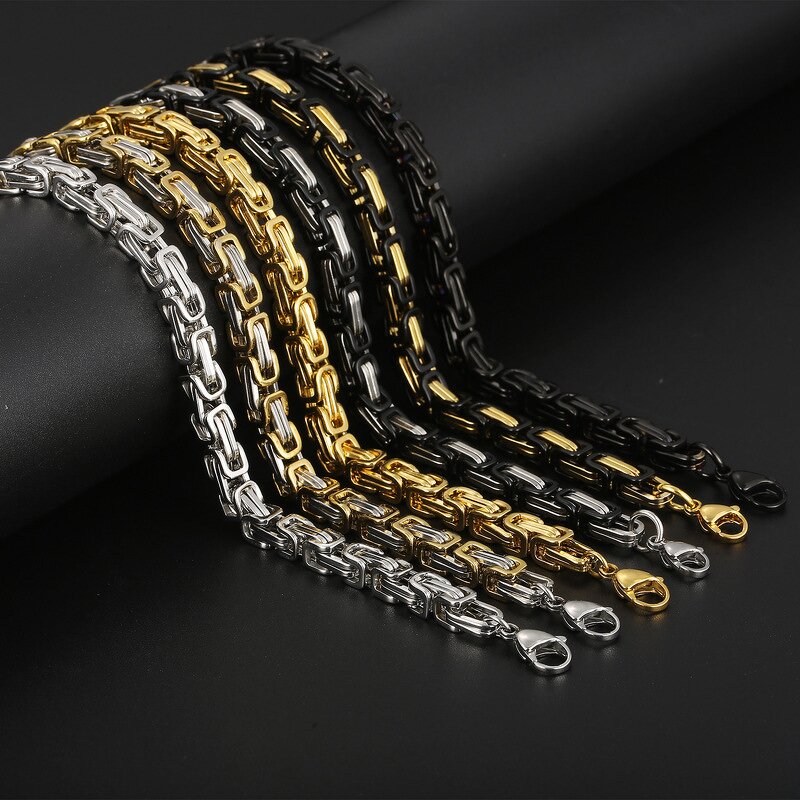 Stainless Steel Byzantine Chain Set Manufacturer - Wholesale Jewelry Luxury 4mm 6mm 8mm Bracelets Necklace for Men Colorful Designer Titanium Steel