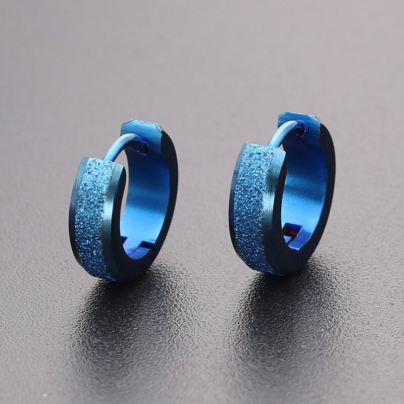 Stainless Steel Earrings Manufacturer - Europe United States Best-Selling 4*9 Golden Frosted Bright Black Simple Personality Fashion Jewelry