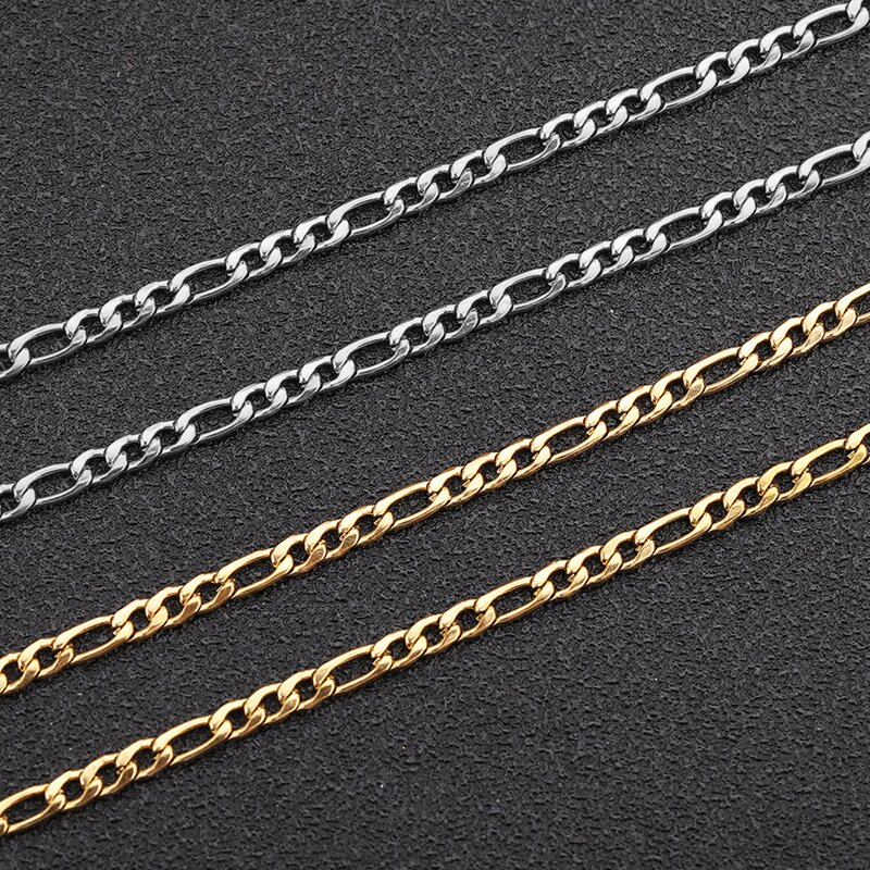 Stainless Steel Chain Manufacturer - 100meters/roll 3mm Wide Non Tarnish Gold Plated NK 3:1 Necklace Waterproof for Bracelet Jewelry Making