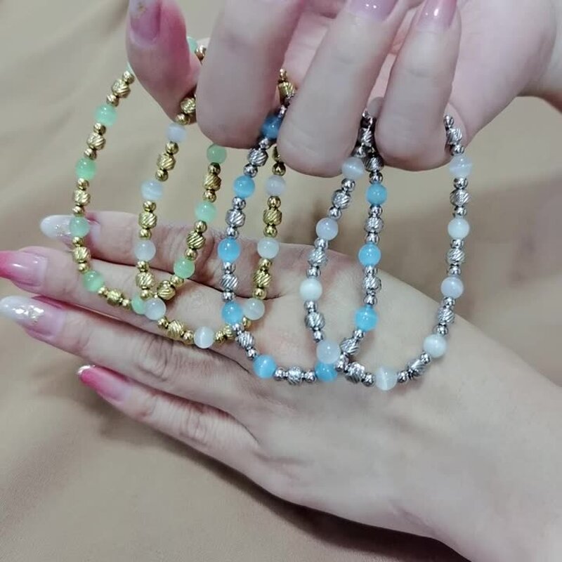 Stainless Steel Beaded Bracelet Manufacturer - Linsa Fashion 18K Gold-Plated Adjustable Elasticity New Non-Fading Made Accessory