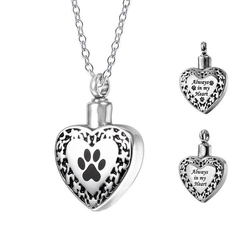 Stainless Steel Heart-Shaped Urn Pendant Manufacturer - Wholesale European American Retro Style Popular Hot Supply Necklace Perfume Pendants Charms