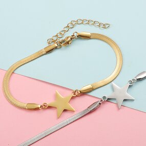 Stainless Steel Star Pendant Bracelet Manufacturer - Cross-border Simple Gold Plated High-end Blade Chain Unisex Fashion Five-pointed Star