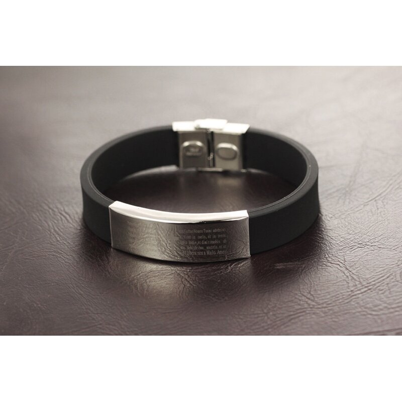 Stainless Steel Silicone Bracelet Manufacturer - Men's Cross Wristband China Suppliers Engraved Mens Thin Customized