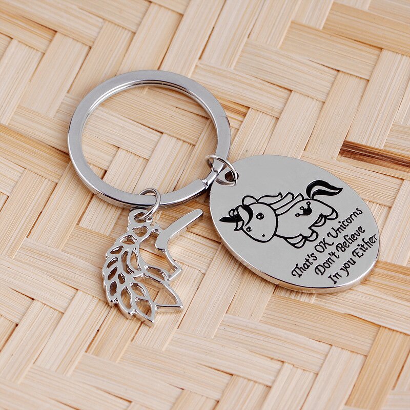 Stainless Steel Unicorn Keychain Manufacturer - Hot Style Silver Custom Cute for Wholesale SJK017