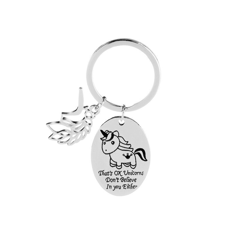 Stainless Steel Unicorn Keychain Manufacturer - Hot Style Silver Custom Cute for Wholesale SJK017