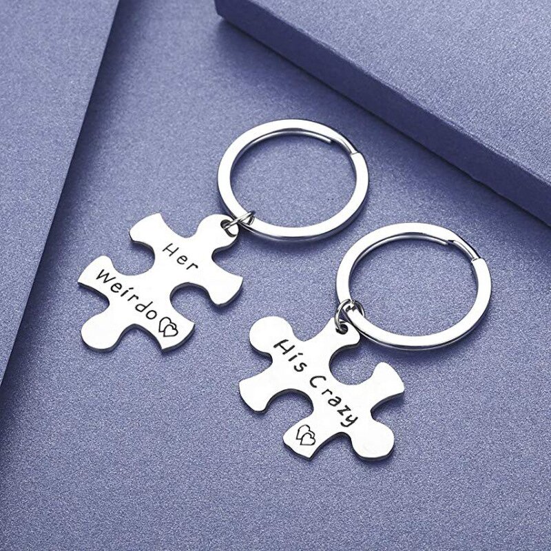 Stainless Steel Key Ring Manufacturer - Discount Hand Polish Holder Split Accessories Puzzle Keychain for Lovers