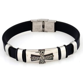 Stainless Steel Cross Bracelet Manufacturer - Ebay Hot Sale Russia Orthodox Wholesale Silicon Bangle Jewelry for Men