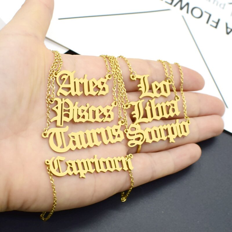 Stainless Steel Horoscope Sign Necklace Manufacturer - Waterproof Custom Name 18K Zodiac Factory