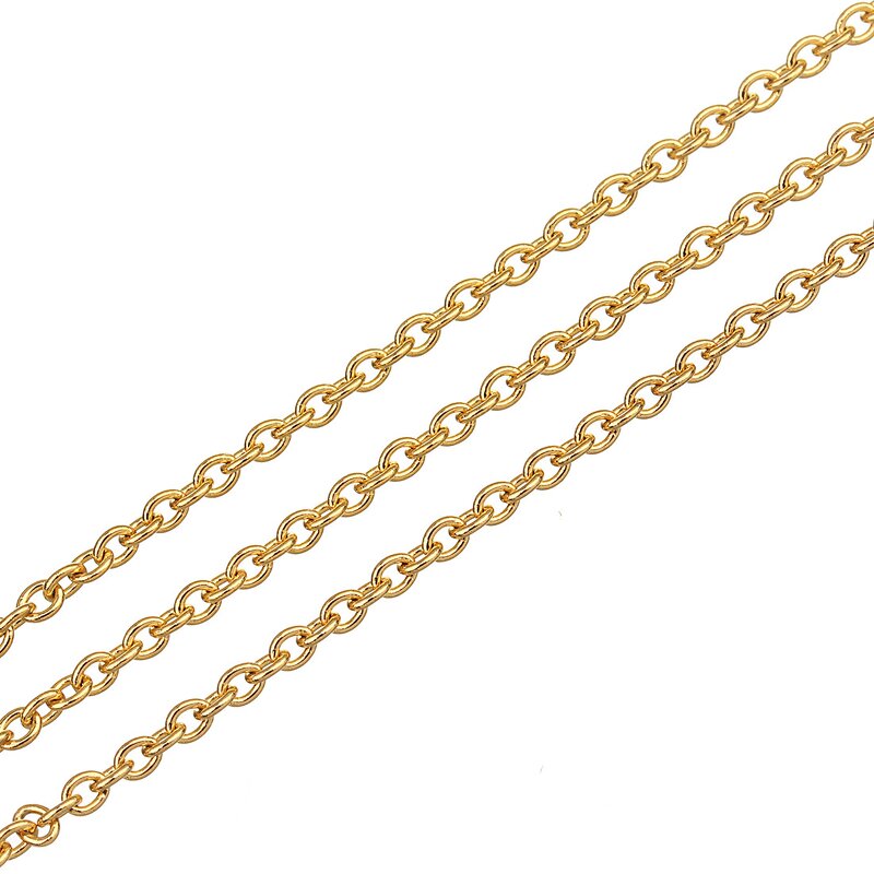 Stainless Steel Curb Chain Manufacturer - 100meters/roll 1.5mm Wide Waterproof Hot Sale Real 18K Gold PVD for DIY Jewelry Making