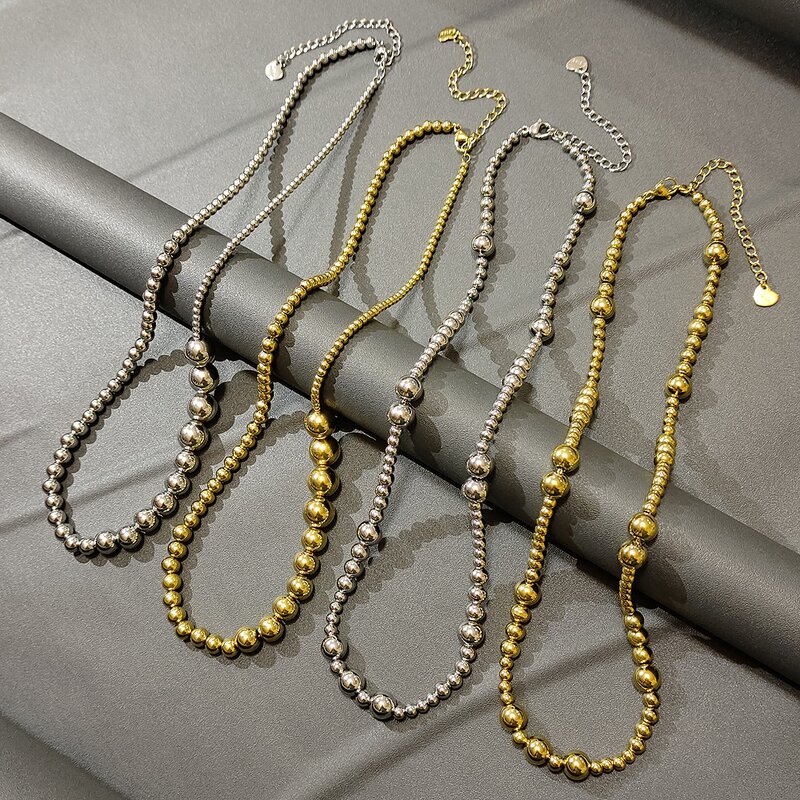 Stainless Steel Ball Bracelets Manufacturer - Wholesale 18K Gold Classic Beaded Design Geometric Fashion Link Chain Waterproof Bangle