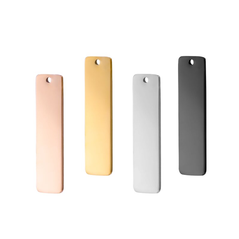 Stainless Steel Connector Charms Manufacturer - Factory Customization Personalized Mirror Polished New Pattern Rectangle Hangtag Bracelet Blank