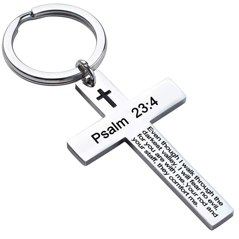 Stainless Steel Cross Keychain Manufacturer - Linsa Jewelry Custom Graduation Gift Personalized Religious Laser Logo for Student Metal