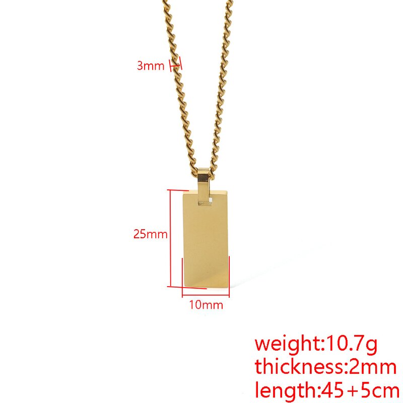 Stainless Steel Rectangular Pendant Manufacturer - Women Children's Blank Side Chain Necklace Simple Gold-color Casual Joker DIY Lettering