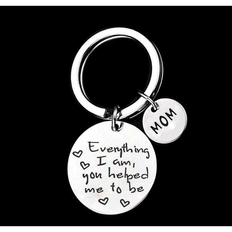 Stainless Steel Key Chains Manufacturer - Online 316L Metal Dad Mom Parents Present 25mm Key Ring with 2 Round Charms Souvenir Gifts