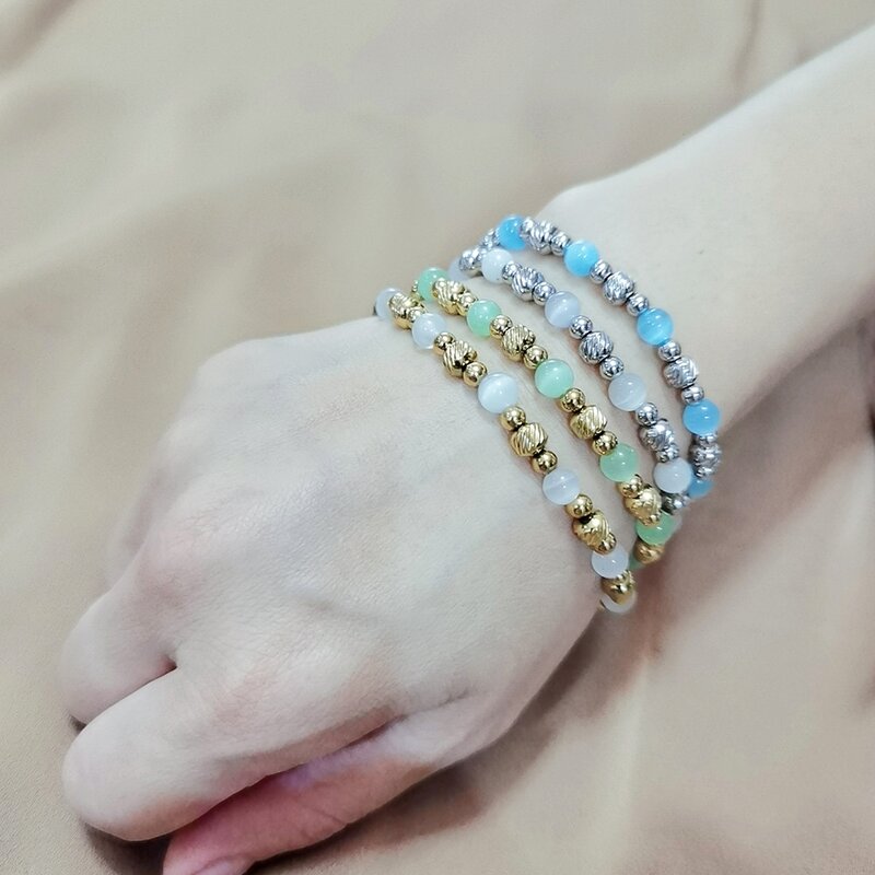 Stainless Steel Beaded Bracelet Manufacturer - Linsa Fashion 18K Gold-Plated Adjustable Elasticity New Non-Fading Made Accessory