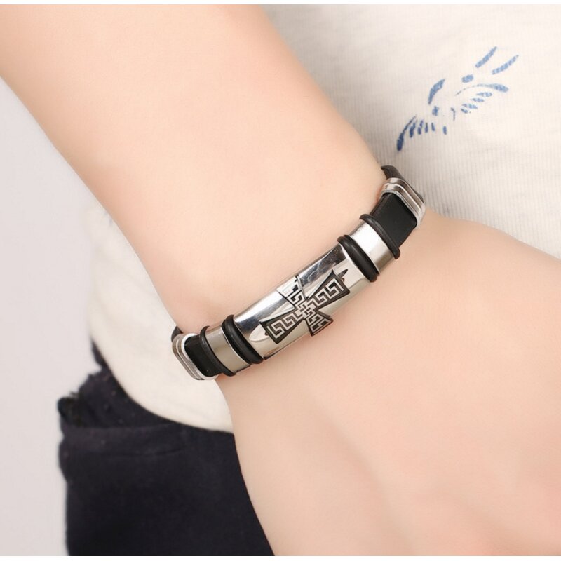 Stainless Steel Cross Bracelet Manufacturer - Ebay Hot Sale Russia Orthodox Wholesale Silicon Bangle Jewelry for Men