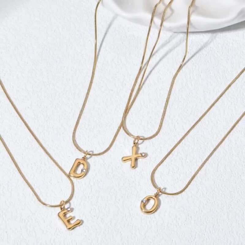 Stainless Steel Snake Chain Necklace Manufacturer - Custom Letters Charm Choker Non Tarnish Bamboo Initial Alphabet Pendant Jewelry for Gifts