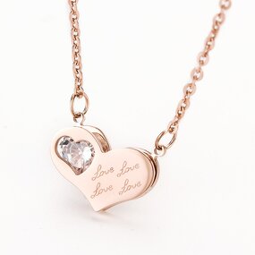 Stainless Steel Heart Necklace Manufacturer - Hot Selling High Polishing Women CZ Jewelry with Heart Zircon