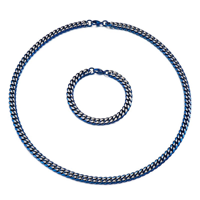 Stainless Steel Byzantine Chain Manufacturer - Linsa Jewelry Luxury 8mm Bracelet Necklace for Men Colorful Designer Titanium