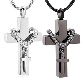Stainless Steel Cross-Shaped Urn Necklace Manufacturer - Personalized Blank Simple Fashion Cremation Jewelry Lover Pet Cross Pendant