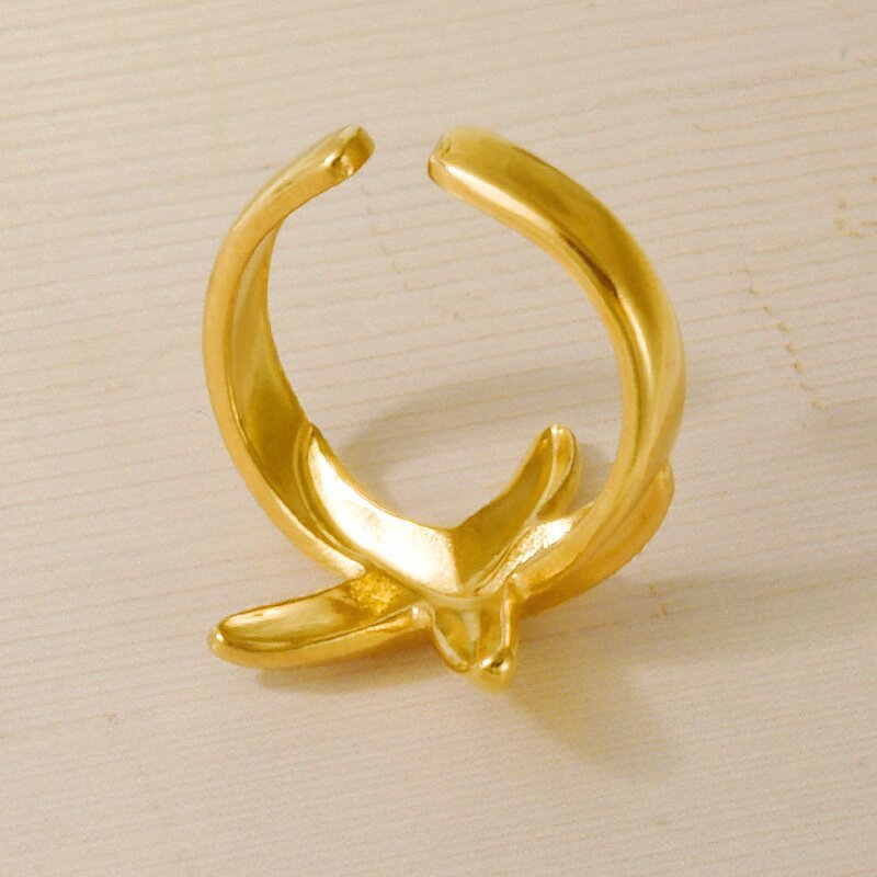 Stainless Steel Exaggerated Ring Manufacturer - Anillo De Acero Inoxidable Irregular Chunky Textured Open Sea Starfish Titanium Steel