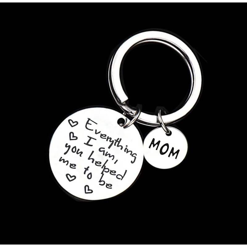 Stainless Steel Key Chains Manufacturer - Online 316L Metal Dad Mom Parents Present 25mm Key Ring with 2 Round Charms Souvenir Gifts